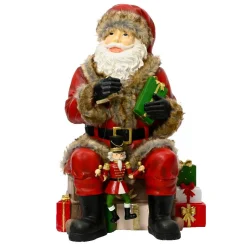 EMINZA Père Noël traditionnel (H80 cm) Casse-noisette Marionnette Rouge Discount