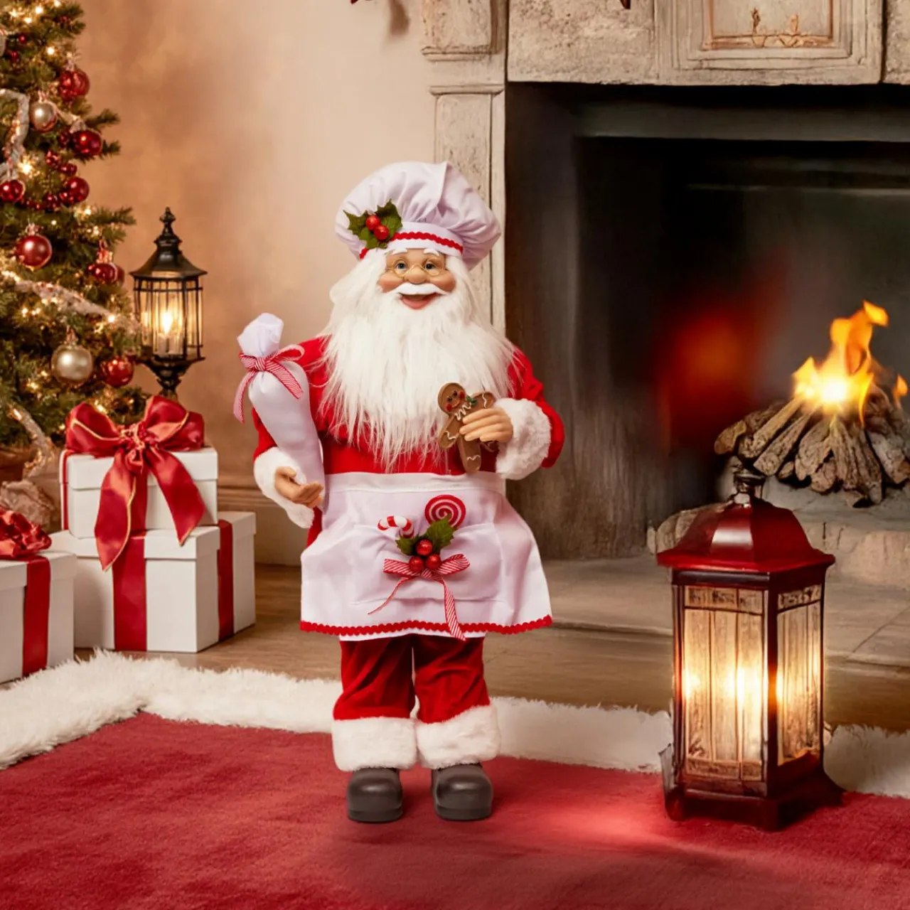 JJA Père Noël traditionnel (H60 cm) Gautier le cuisinier Rouge Discount