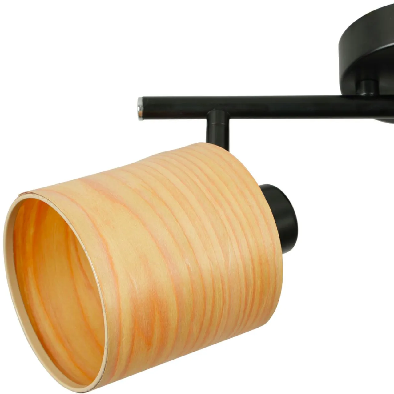 OSTARIA Rampe de spot 2 abat-jours métal et bois (L31 cm) Alaska Noir Outlet