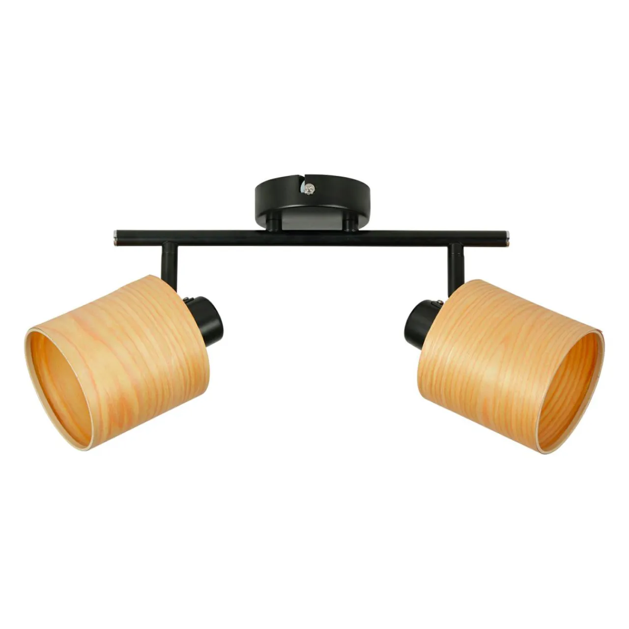 OSTARIA Rampe de spot 2 abat-jours métal et bois (L31 cm) Alaska Noir Outlet
