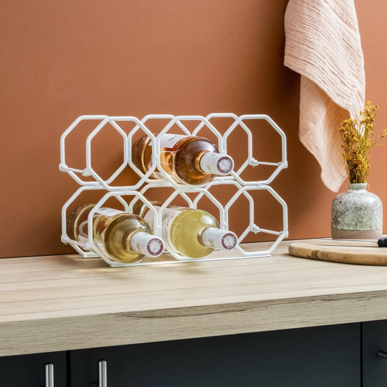 EMINZA Range-bouteilles métal pliable (H22 cm) Elio Blanc Hot