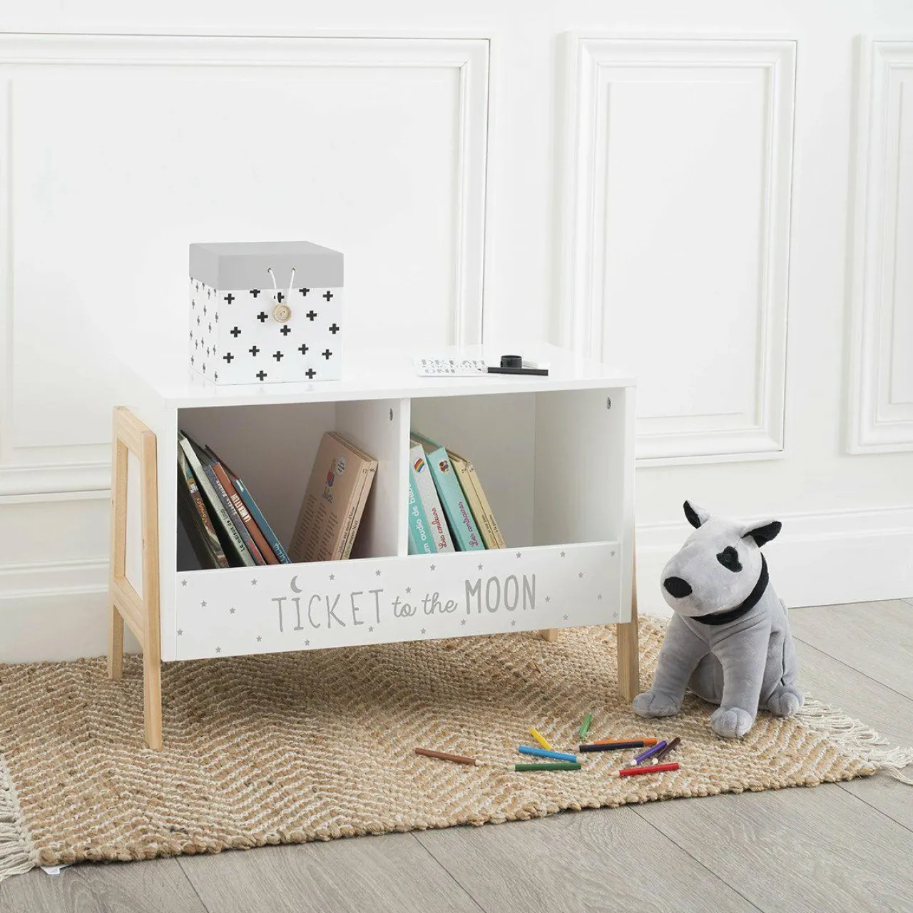 ATMOSPHERA Rangement enfant casier double (H40 cm) Ecriture Blanc