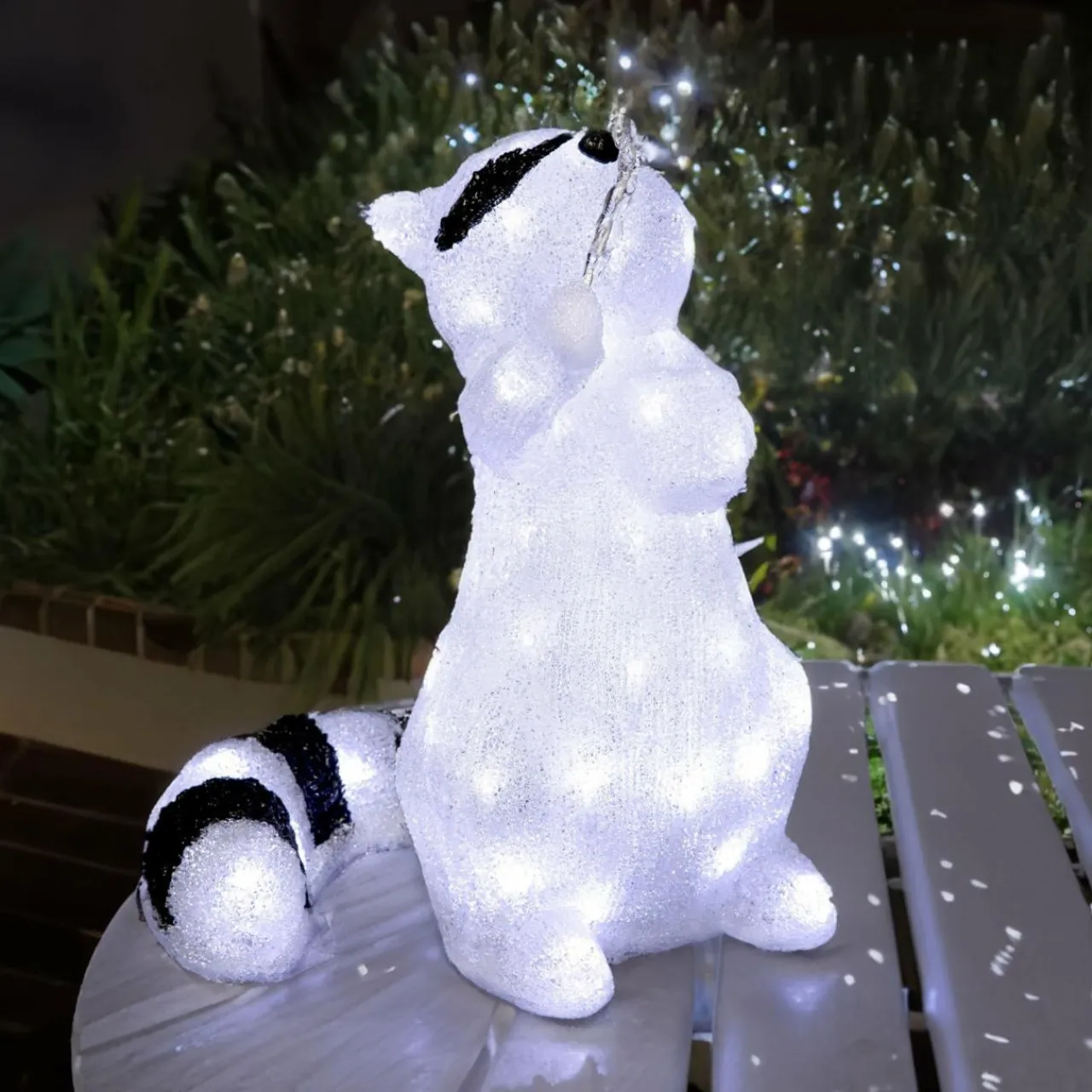 Feeric Lights & Christmas Raton laveur lumineux 60 LED (H40 cm) Marcel Blanc froid New
