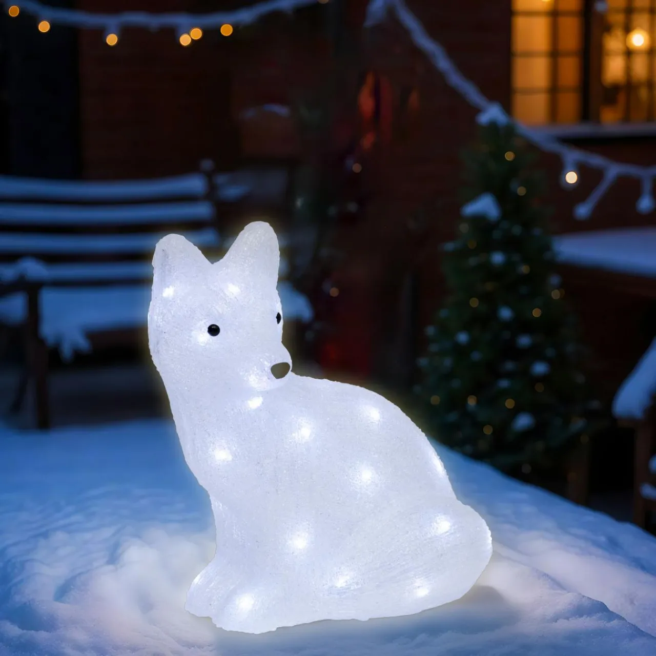 JJA Renard lumineux solaire 40 LED (H40 cm) Yuki froid Blanc Hot
