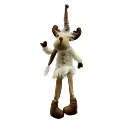 CHRISTMAS DREAM Renne de Noël à asseoir (H55 cm) Charlie Beige Hot