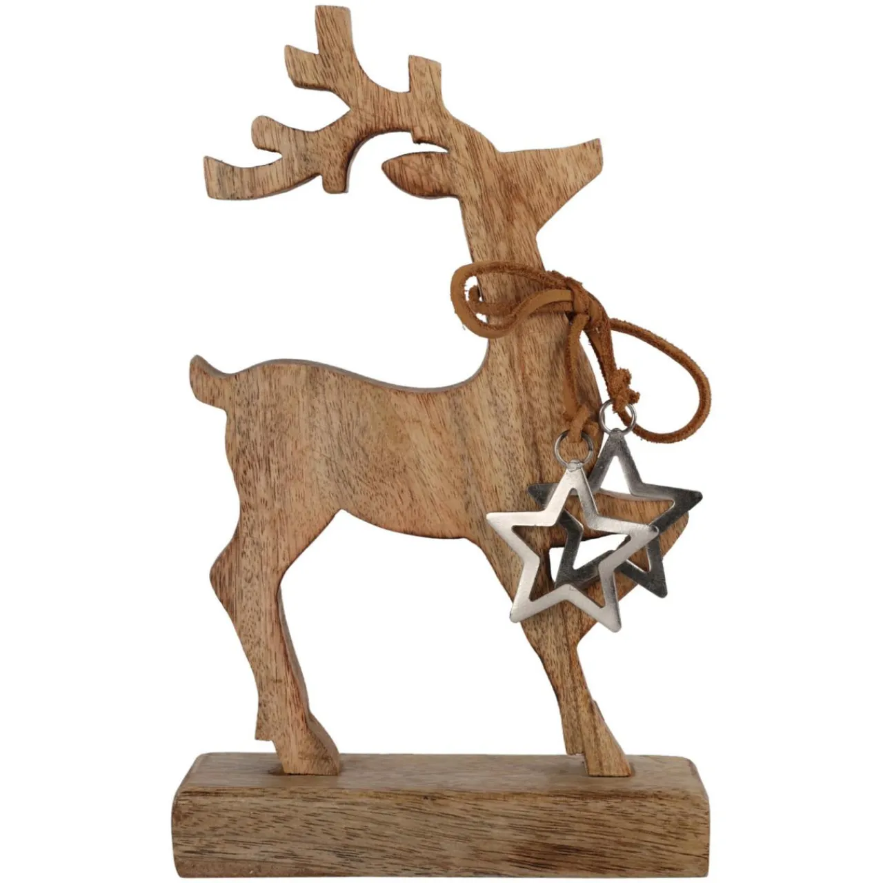 KOOPMAN Renne de Noël en de manguier (H26 cm) Nature sauvage Bois New
