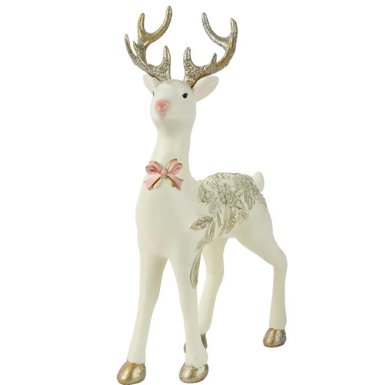 KAEMINGK Renne de Noël (H30 cm) Prince des Bois et rose Blanc Discount