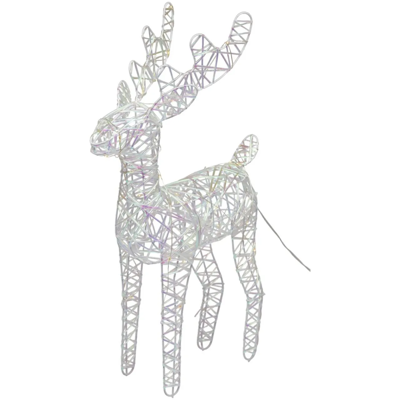 KOOPMAN Renne de Noël lumineux à piles (H37 cm) Gulliver Irisé et blanc chaud Transparent irisé Clearance