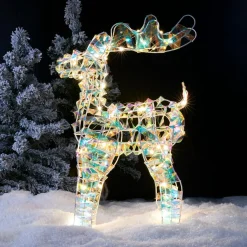 KAEMINGK Renne lumineux à piles 50 LED (H50 cm) Ice Blanc froid Blanc irisé Outlet