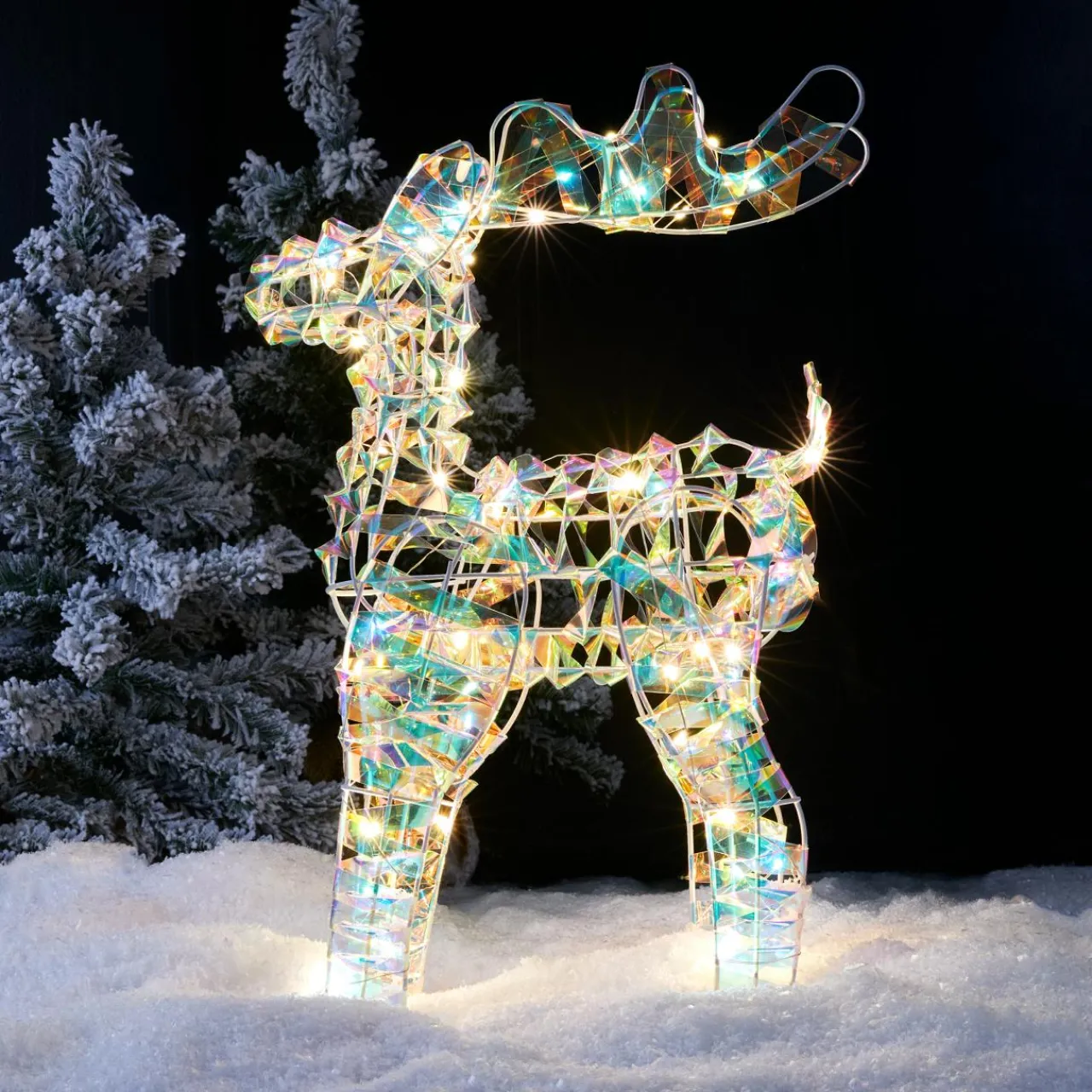 KAEMINGK Renne lumineux à piles 50 LED (H50 cm) Ice Blanc froid Blanc irisé Outlet