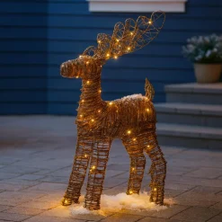 KAEMINGK Renne lumineux à piles 50 Micro LED (H55 cm) Rotin Brun/blanc chaud Naturel Clearance