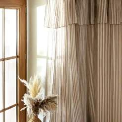 EMINZA Rideau ajustable gaze de coton (140 x 180 cm) Gaïa rayures Ficelle Rayure Ficelle Sale
