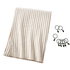 EMINZA Rideau ajustable gaze de coton (140 x 180 cm) Gaïa rayures Ficelle Rayure Ficelle Sale