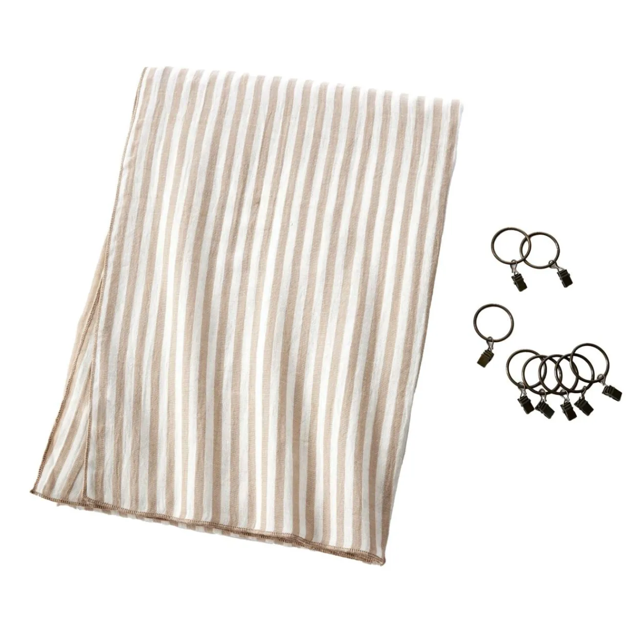 EMINZA Rideau ajustable gaze de coton (140 x 300 cm) Gaïa rayures Ficelle Rayure Ficelle Best
