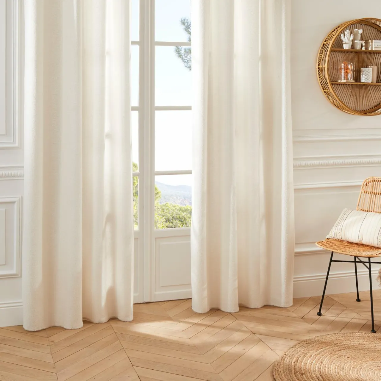 ATMOSPHERA Rideau bouclette (140 x 260 cm) Jaiko Blanc Clearance