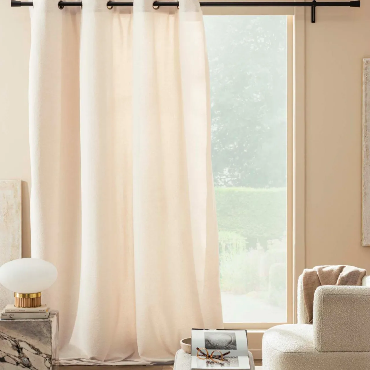 douceur d'intu017drieur Rideau bouclette (140 x 260 cm) Winona Ecru
