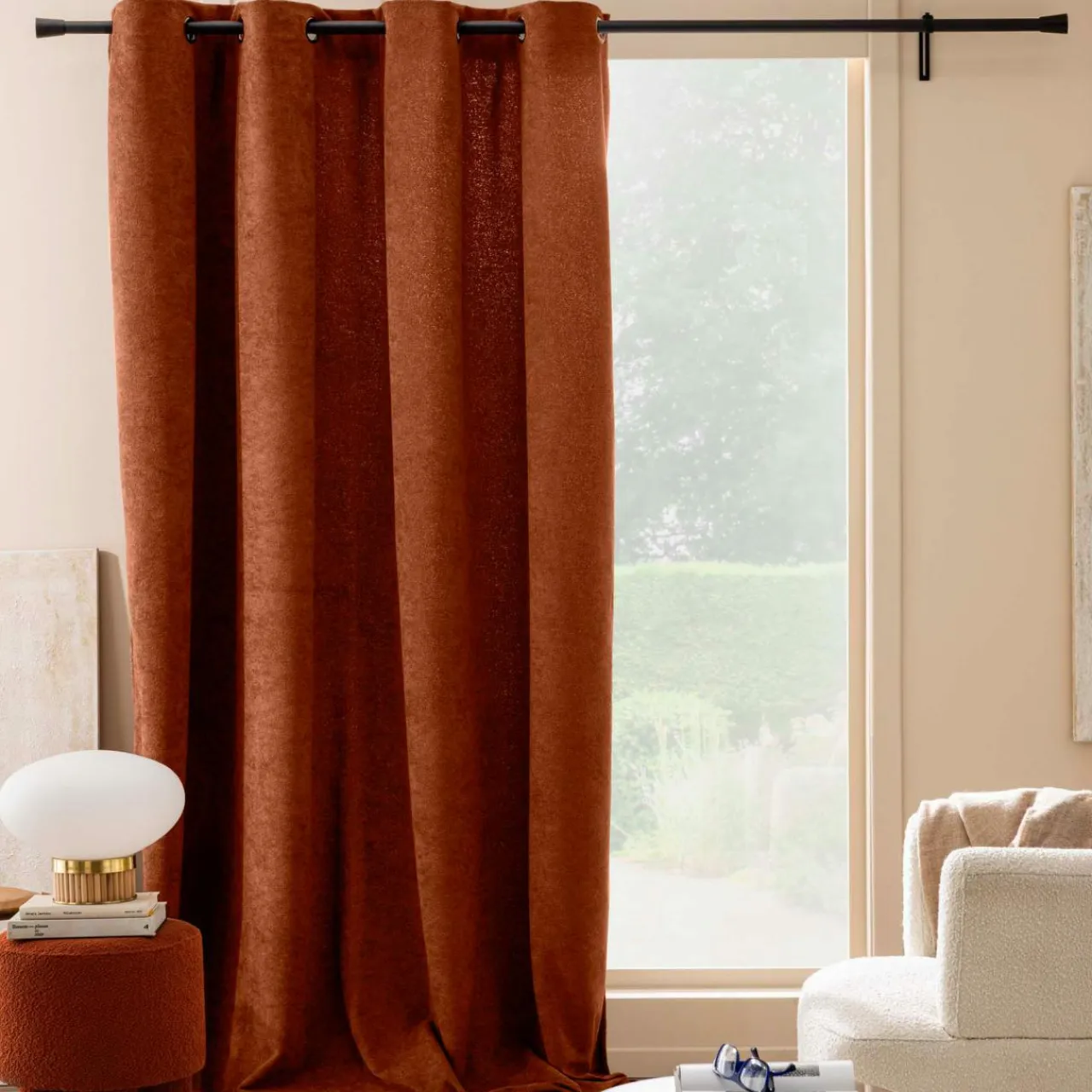 douceur d'intu017drieur Rideau bouclette (140 x 260 cm) Winona Terracotta Discount
