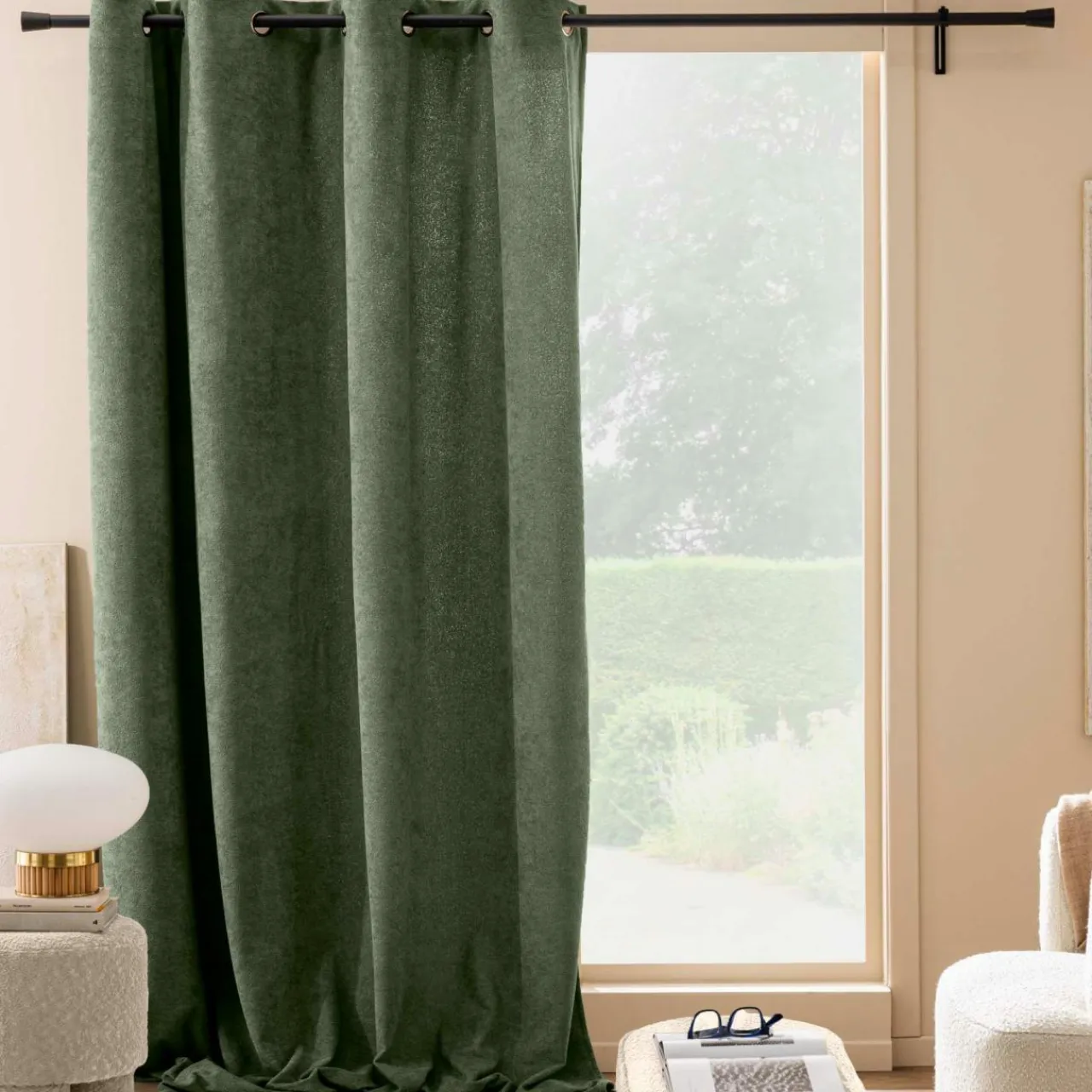 douceur d'intu017drieur Rideau bouclette (140 x 260 cm) Winona cédre Vert Sale