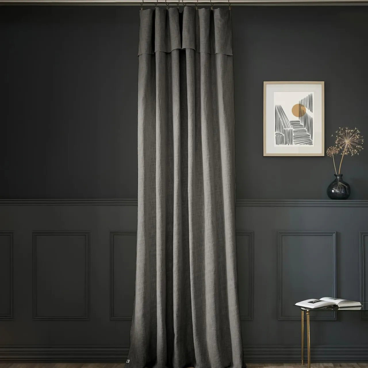 L'EFFET PAPILLON Rideau coton ajustable (140 x max 270 cm) Sixtine Gris ardoise Gris foncé Online