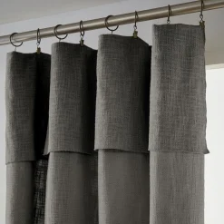 L'EFFET PAPILLON Rideau coton ajustable (140 x max 270 cm) Sixtine Gris ardoise Gris foncé Online