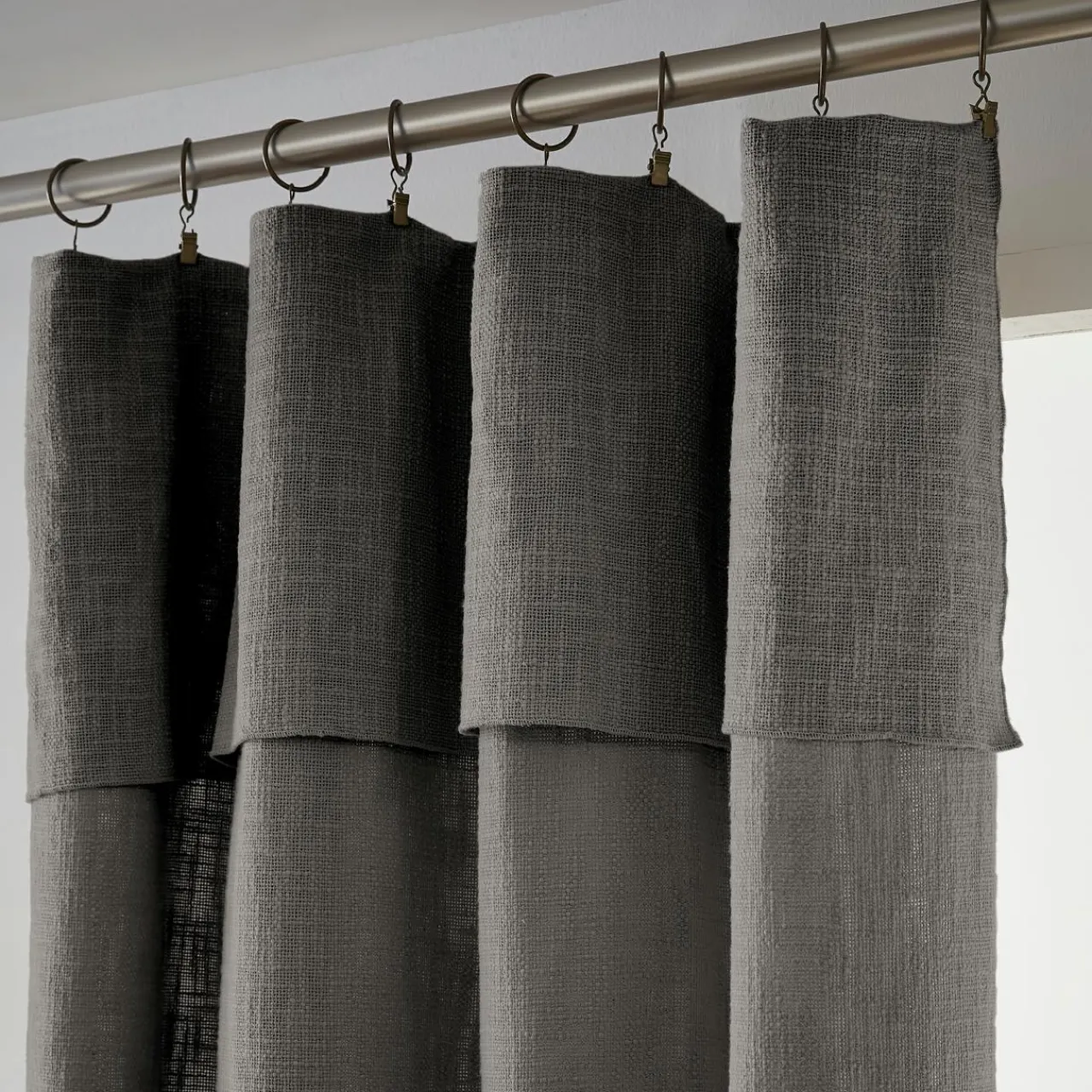 L'EFFET PAPILLON Rideau coton ajustable (140 x max 270 cm) Sixtine Gris ardoise Gris foncé Online