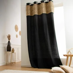 EMINZA Rideau coton et jute (140 x 180 cm) Nama Noir Outlet