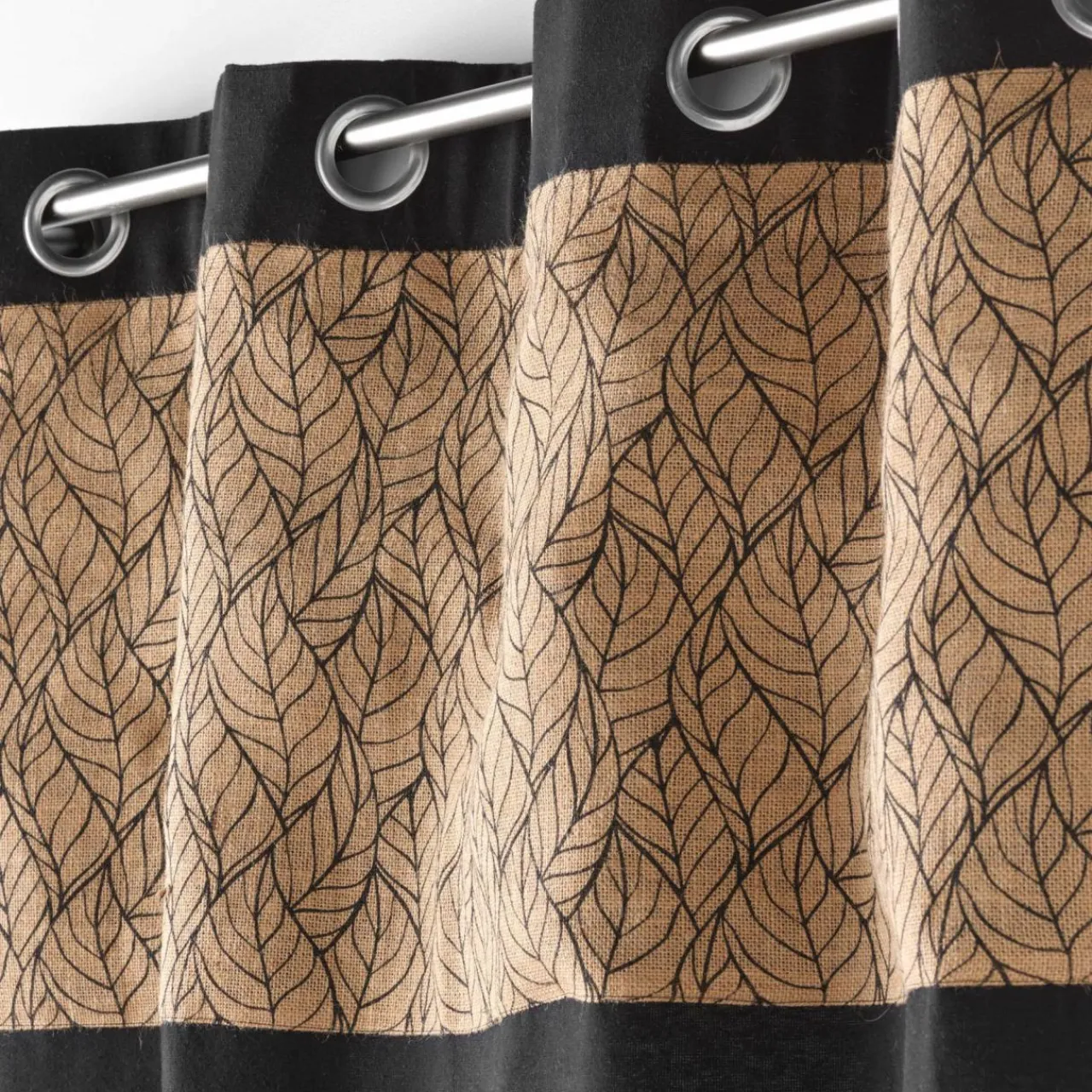 EMINZA Rideau coton et jute (140 x 180 cm) Nama Noir Outlet