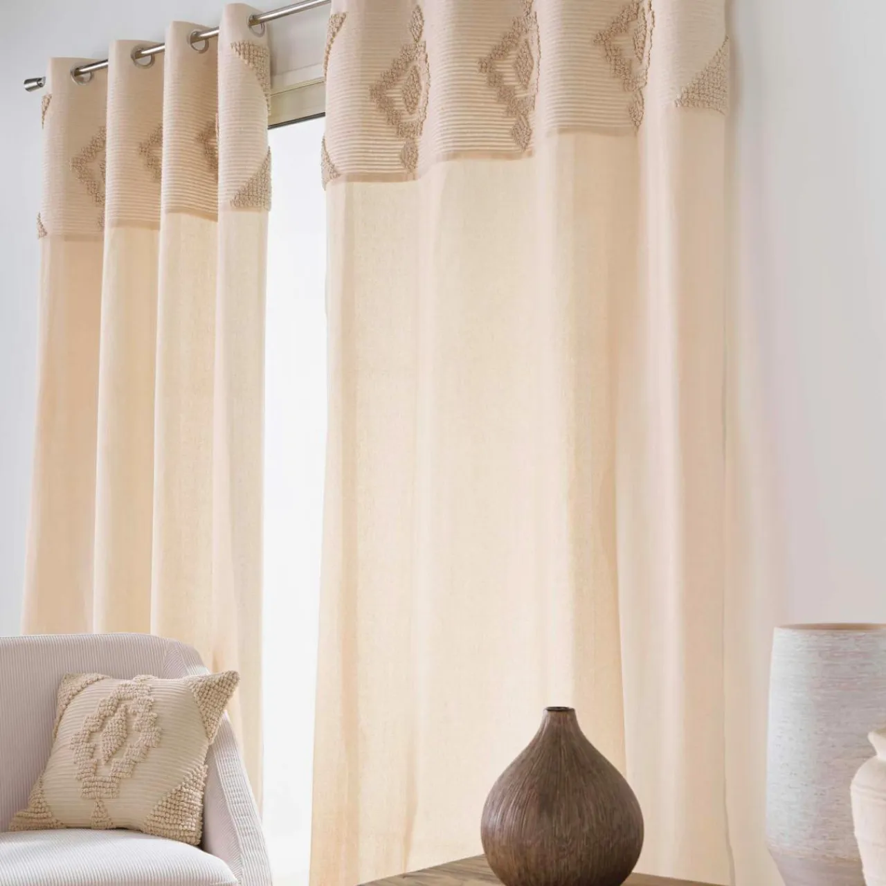 douceur d'intu017drieur Rideau coton tufté (140 x 240 cm) Kamary Beige Hot