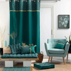 DOUCEUR D'INTERIEUR Rideau coton (140 x 240 cm) Artchic Bleu canard