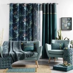 DOUCEUR D'INTERIEUR Rideau coton (140 x 240 cm) Artchic Bleu canard