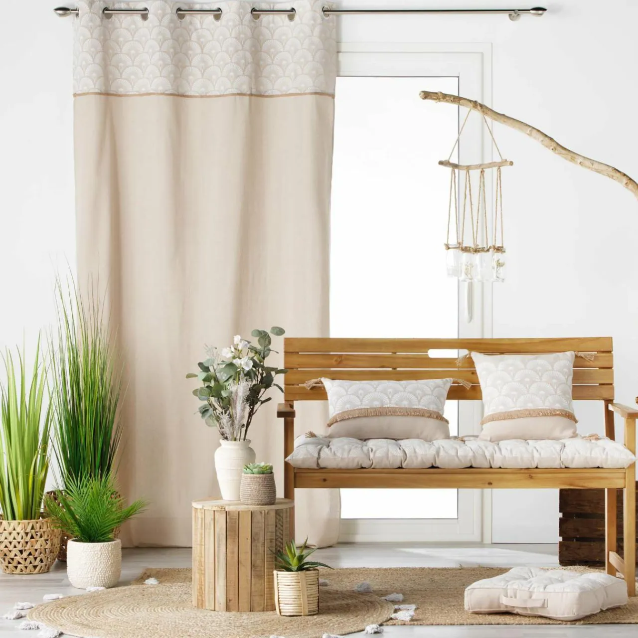 DOUCEUR D'INTERIEUR Rideau coton (140 x 240 cm) Bahina Beige Hot