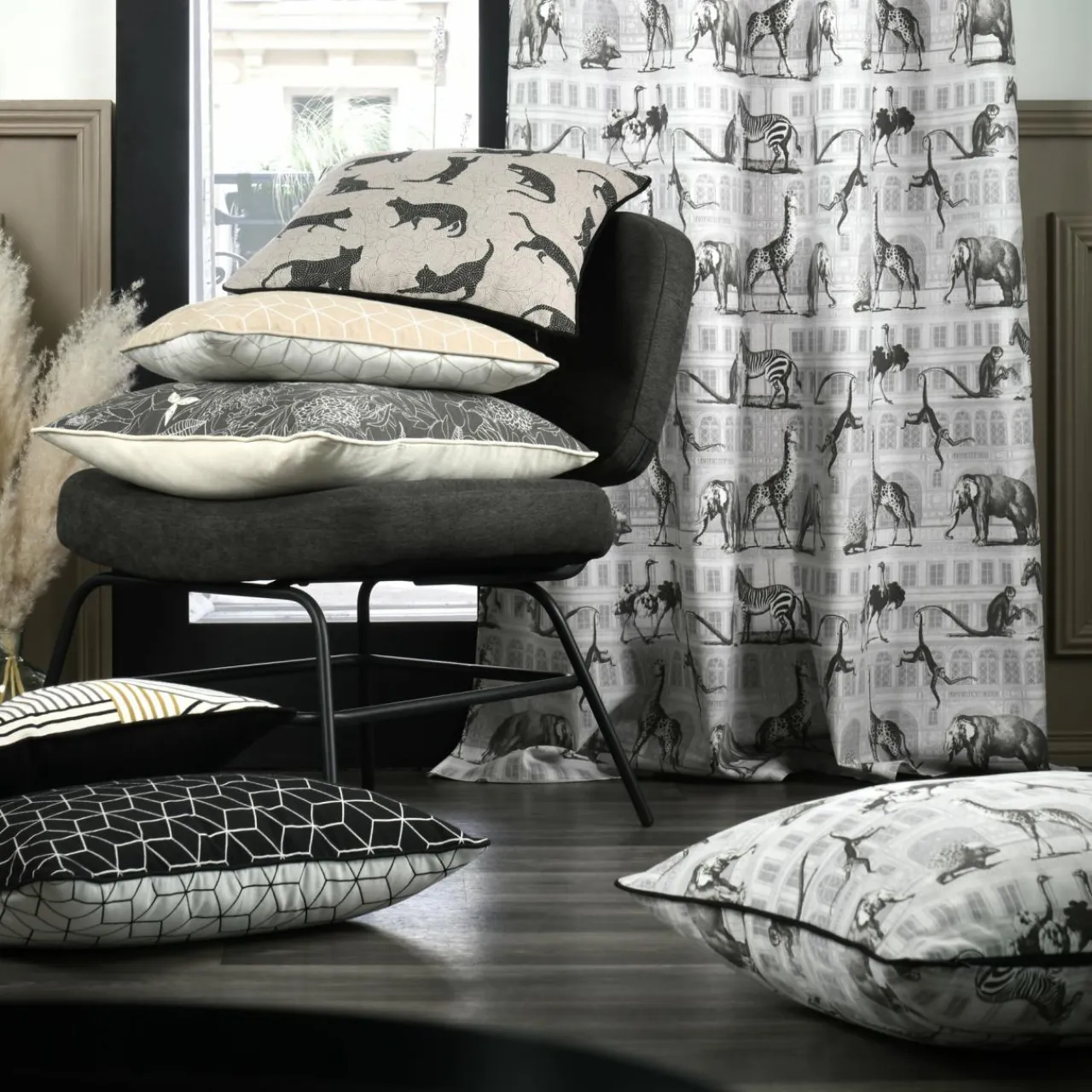 LOVELY CASA Rideau coton (135 x 250 cm) Haussmann Gris Best