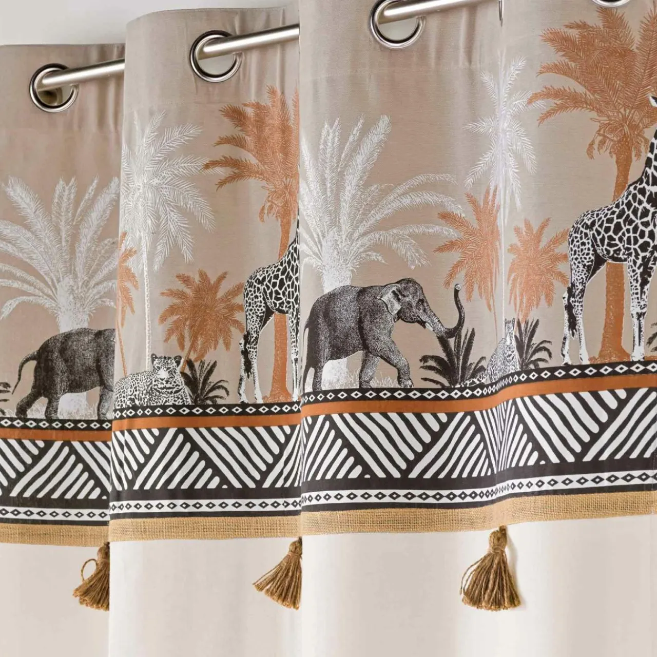 DOUCEUR D'INTERIEUR Rideau coton (140 x 240 cm) Kenya lodge Taupe Sale