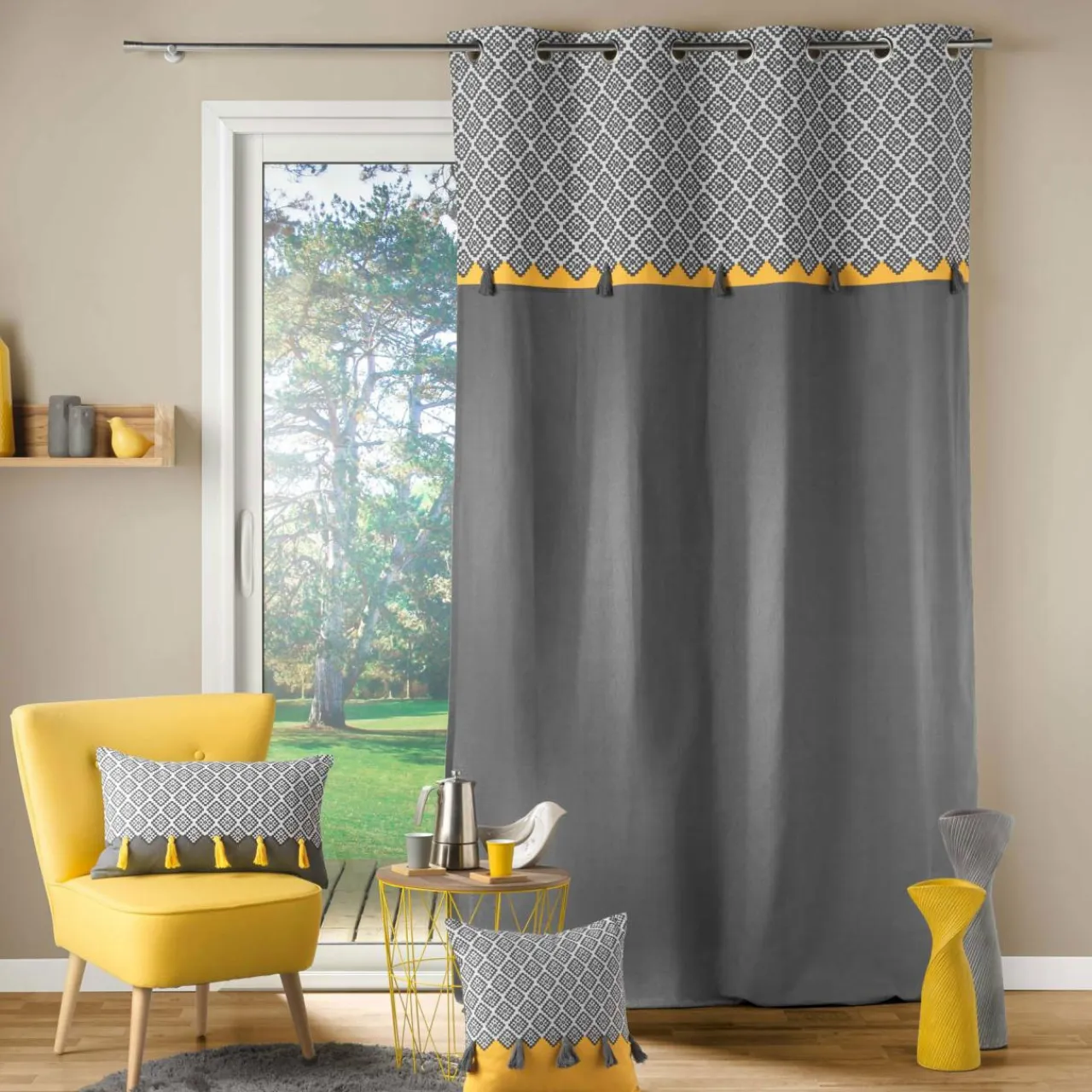 DOUCEUR D'INTERIEUR Rideau coton (140 x 240 cm) Neo Casa Gris Clearance