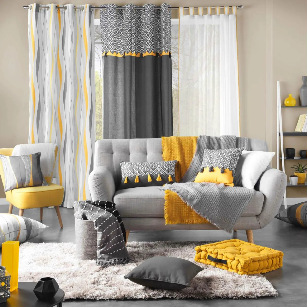 DOUCEUR D'INTERIEUR Rideau coton (140 x 240 cm) Neo Casa Gris Clearance