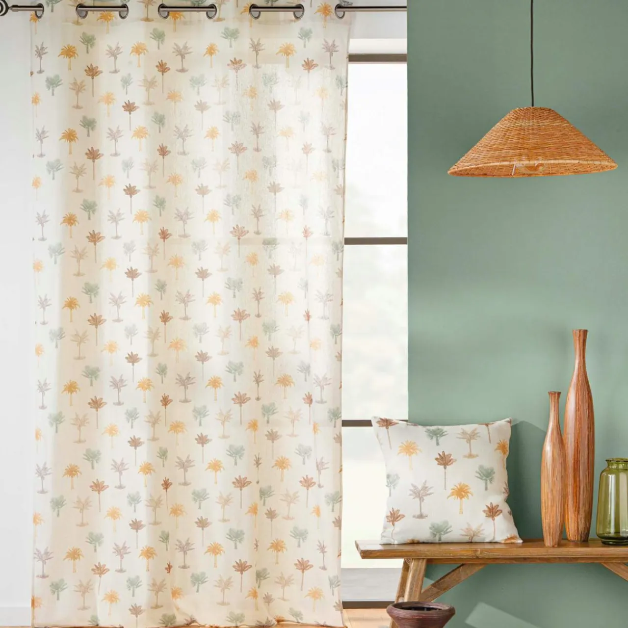 douceur d'intu017drieur Rideau coton (140 x 280 cm) Palmelia Beige