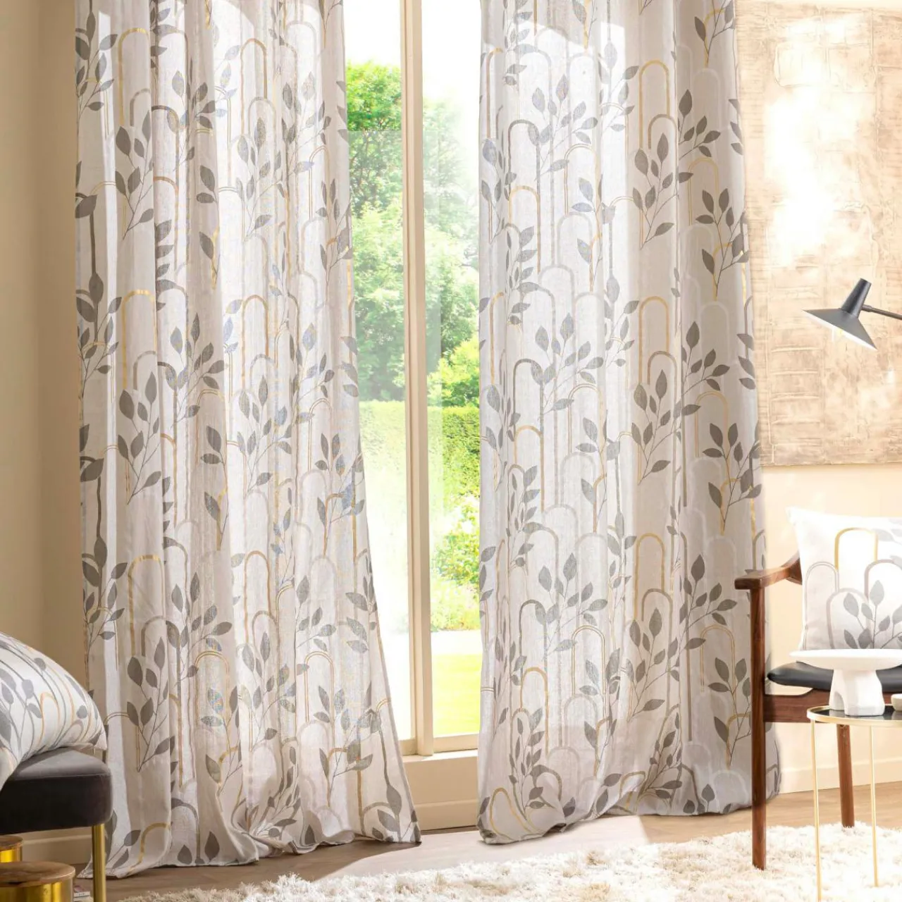douceur d'intu017drieur Rideau coton (140 x 240 cm) Roseris Gris New