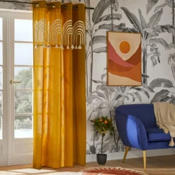 ATMOSPHERA Rideau coton (140 x 260 cm) Soleya Jaune moutarde Discount