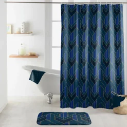 douceur d'intu017drieur Rideau de douche à anneaux (180 x 200 cm) Achille Bleu New