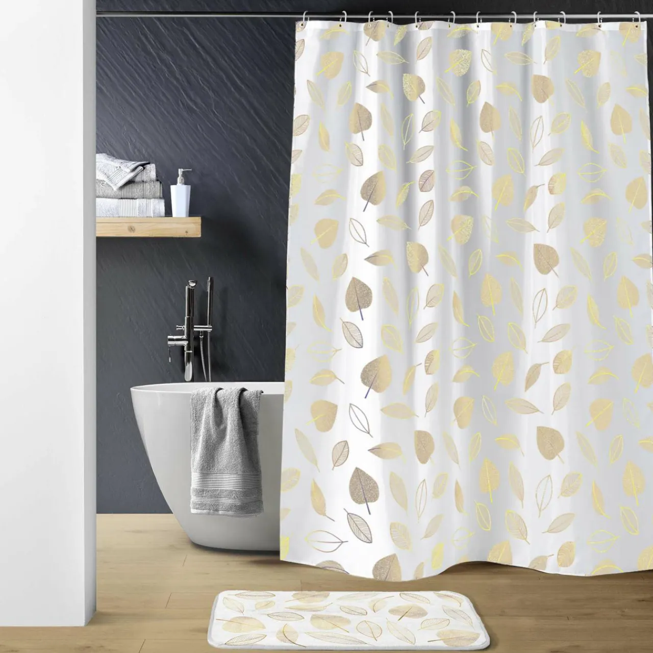 douceur d'intu017drieur Rideau de douche à anneaux (180 x 200 cm) Joya Blanc Online