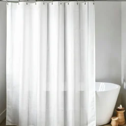 Rideau de douche à anneaux (180 x 200 cm) Uni Blanc