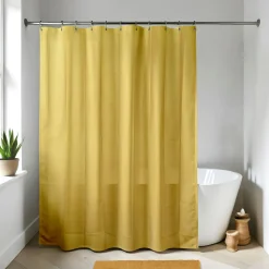 TENDANCE Rideau de douche à anneaux (180 x 200 cm) Uni Jaune moutarde Online