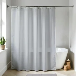 TENDANCE Rideau de douche à anneaux (180 x 200 cm) Uni Gris clair Online