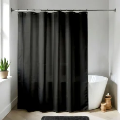 Rideau de douche à anneaux (180 x 200 cm) Uni Noir Hot