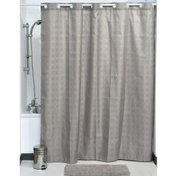 TENDANCE Rideau de douche avec œillets integrés (180 x 200 cm) Carrés Taupe Hot