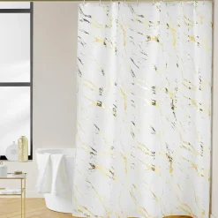 douceur d'intu017drieur Rideau de douche effet marbre (180 x 200 cm) Aquamarbre Blanc Outlet