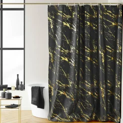 douceur d'intu017drieur Rideau de douche effet marbre (180 x 200 cm) Aquamarbre Noir Hot