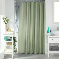 douceur d'intu017drieur Rideau de douche effet tissé à anneaux (180 x 200 cm) Quartz Vert sauge Outlet