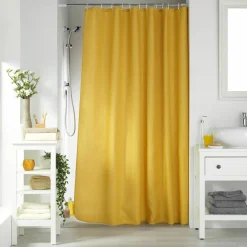 douceur d'intu017drieur Rideau de douche effet tissé à anneaux (180 x 200 cm) Quartz miel Jaune Best