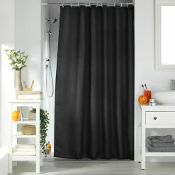 douceur d'intu017drieur Rideau de douche effet tissé à anneaux (180 x 200 cm) Quartz Noir Discount
